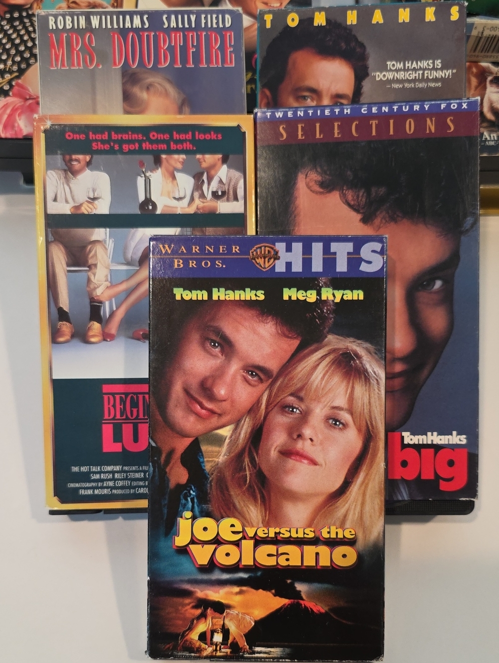 5 VHS Tapes Beginners Luck, Big, Mrs.Doubtfire, Turner & Hooch, Joe The Volcano
